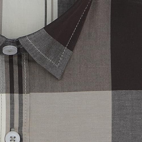 Image of GHPC 100% Cotton Checkered Half Sleeves Regular Fit Formal Shirt for Men