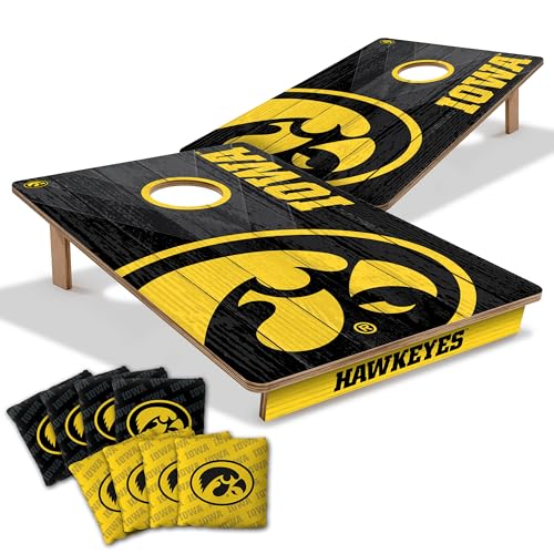 YouTheFan NCAA Iowa Hawkeyes 2 x 3 Wood Cornhole Game with Logo Bags