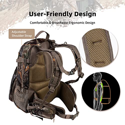 BLISSWILL Hunting Backpack Outdoor Gear Daypack for Rifle Bow Gun(New leaf camouflage color)