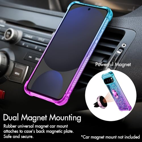 Silverback for Pixel 10 Pro XL Case with Ring, Moving Liquid Holographic Sparkle Glitter Case with Stand, Girls Women Bling Diamond Protective Cover - Purple by Silverback - Used condition - Image 3