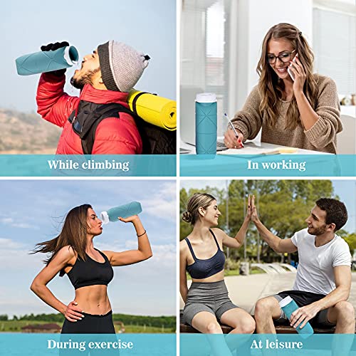 Special Made Collapsible Water Bottle Leakproof Valve Bpa Free Silicone Foldable Water Bottle For Gym Camping Sports Lightweight Travel Bottle Durable 20Oz(Dark Green 2Nd Version) #TOP7