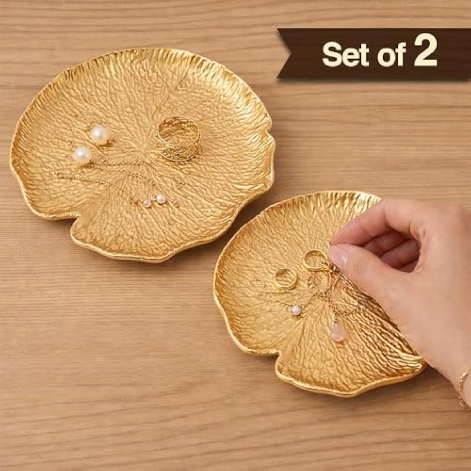 Decorative MDF Trays with Leaf Texture Design