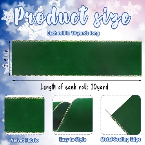 Ruban de Noël vert pour emballage cadeau de luxe avec bords métalliques