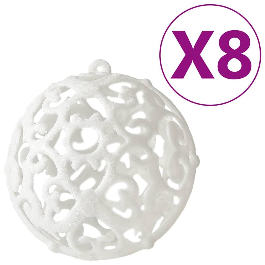 100-tlg. Weihnachtskugel-Set Weiß Kunststoff Glitzernd 3 Größen