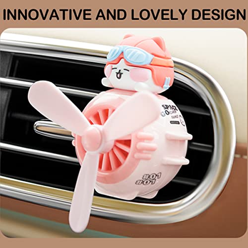 Image of 2 Pieces Car Air Fresheners, Cute Bear Pilot Car Diffuser, Propeller Air Outlet Vent Fresheners, Automotive Interiors Vent Decoration (Cat+Duck)
