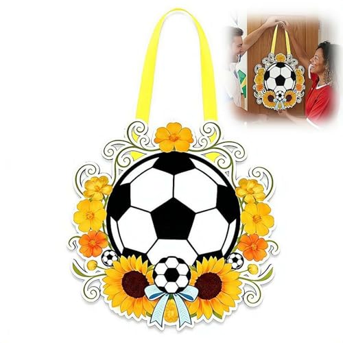 Soccer Decorative Wooden Sign, Wall or Door Hanging (Yellow)