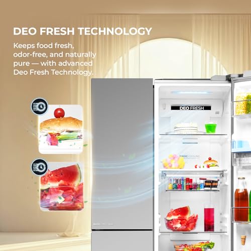 Image of Haier 592L 3Star 3-Door Water Dispenser Side by Side Frost Free Refrigerator|Convertible|Wi-Fi|Inverter|Digital Display Panel|Deo Fresh Technology (HRT-683WISU1, Inox Steel)