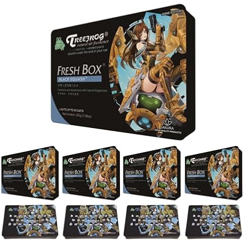 YirehStore Air Freshener TreeFrog Fresh Box Black Squash 4-Packs, Anime Edition, Presentable on Console Center Cover