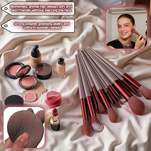 Image of Professional 13-Piece Makeup Brush Set with Travel Pouch - Ultra Soft Synthetic Bristles for Foundation, Powder, Blush, Contour & Eyeshadow | Full Face Cosmetic Kit for Women & Beginners