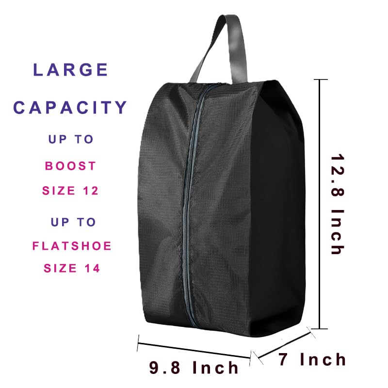 Travel Shoe Bags, Set of 12, Large Oxford Fabric Storage Bags with Zipper and Handle, Water-Resistant Pouches (Black, Gray, Green, Red, Cream, Blue)2