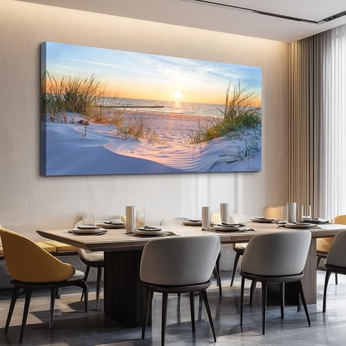 MHARTK66 Wall Decor For Living Room Large Canvas Wall Art For Bedroom Modern Office Pictures Wall Artwork Blue Sun Beach Grass Ocean Landscape Paintings Canvas Art Prints Home Decorations - Image 6