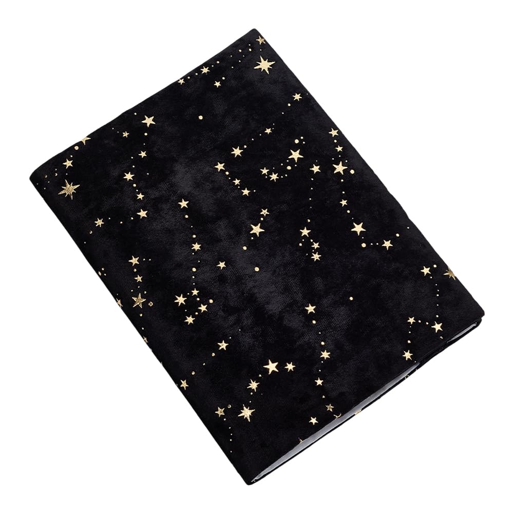 FINGERINSPIRE A5 Fabric Book Sleeve Cover Protector 210x155mm Reusable Polyester Black Paperback Book Cover Portable Dustproof Rectangle Book Protector with Star Patterns for School Library Student