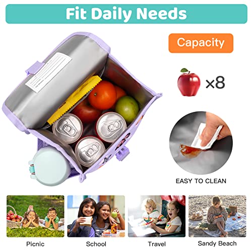 Choco Mocha Butterfly Kids Lunch Bag For Toddler Girls Snack Bags For Kids Purple Lunch Boxes For Girls School Daycare Travel #TOP2