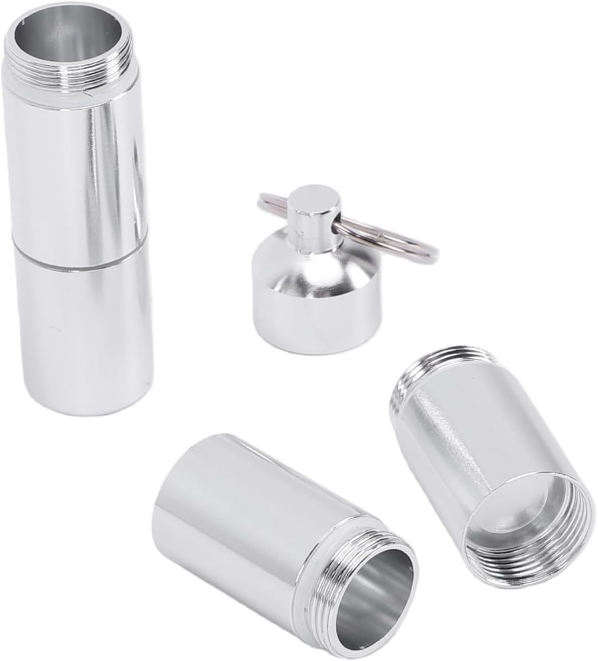 AYNEFY Toothpick Holders Gifts Aluminum Alloy Organizer with 4 Sections for Outdoor Travel Essentials 4 Compartment Metal Keychain Storage Tube Collectibles