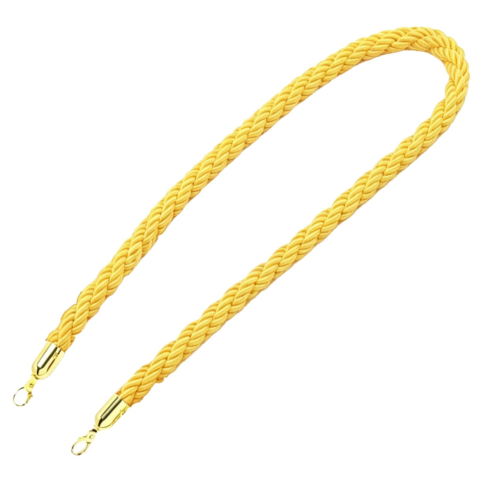 ZJKXJH Twisted Crowd Control Cord, Queue Separation Barrier Line with Gold Hooks, Stanchion Ropes for Hotel Bank Guard Booth, Customizable Length(Gold,59in/1.5m)