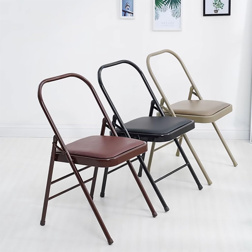 Sedia Yoga Portatile Pieghevole Senza Schienale ZAJSSS, Design Doppia Trave, Moderno, Pelle Sintetica, Acciaio, Poggiapiedi Antiscivolo, Per Adulti, 300 Libbre, Già Assemblato