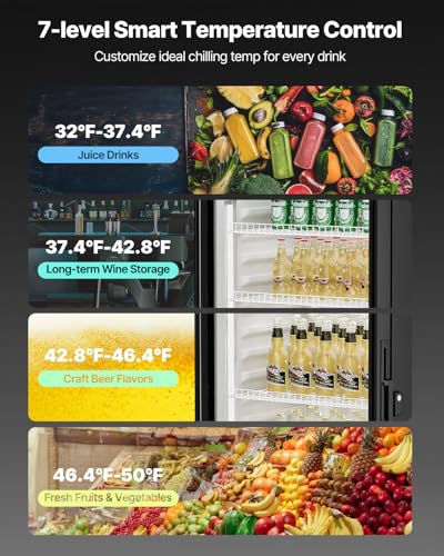 Image of VEVOR Commercial Merchandiser Refrigerator, 13.3 CU.FT Glass Door Display Refrigerator, Beverage Cooler Merchandiser with Adjustable Shelves, Soft LED Light, Customizable Lightbox, Black