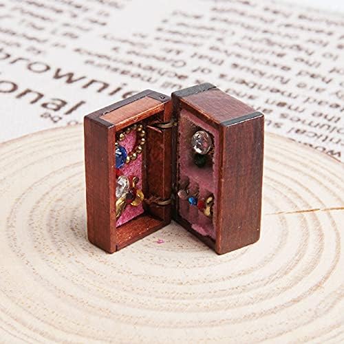 Acxico 1Pcs 1:12 Mini Miniature Wooden Jewelry Box Bedroom Accessories Mini Decor - Image 5