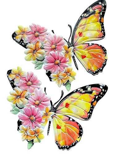 STC World S/2 Monarch Inspired Metal Butterfly Wall Art Colorful