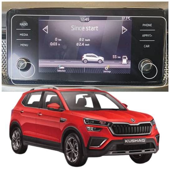 Image of PET 9H Screen Protector Compatible With Skoda Kushaq Touch Screen Infotainment - 8 Inch (2022 Model With Rotary Switch) Pack Of 1