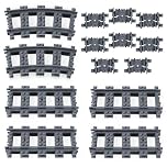 HOTUT 20 PCS City Train Tracks, City Railway Rail Set, Toy Train Track Extension Pack, Toy Railway Railsfor Train with All Major Brand - 8 Straights, 8 Flexible Rails, 4 Curved Rails
