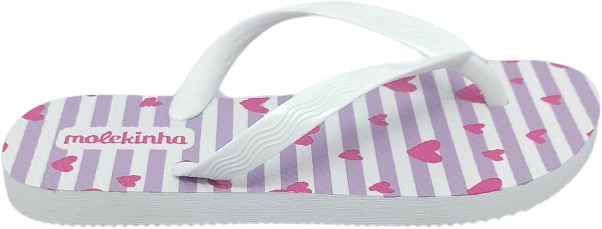 Molekinha, Chinelo Molekinha Infantil com Estampa de Coração Cor:Branco/Lilas/Pink;Tamanho:28;Gênero:Feminino