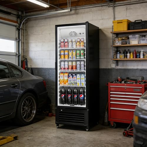 Image of BODEGACOOLER Commercial Beverage Refrigerator, 290L Display Fridge with Soft LED Light, 264 Cans & 120 Bottles Commercial Merchandiser Refrigerator For Kitchen, Home,Office,Garage,Gym,Shop,Man cave