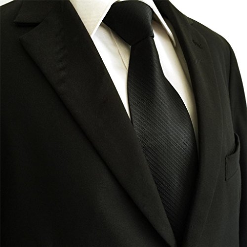 S&W SHLAX&WING Gravatas de seda preta de cor sólida para homens extra longas 160cm