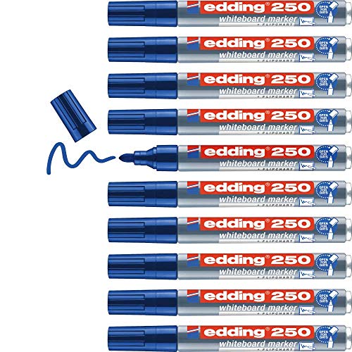 Feutre effaçable Edding 250 bleu rechargeable à pointe ronde de 1,5-3 mm