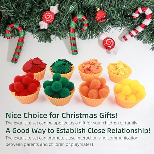 Image of Apple Sensory Bin Filler, Fall Theme Gift,Trees, Leaves, Bells,Pom Poms, Counting Sorting Set,Toddler Toys, Fine Motor Toys Preschool Education Toys,for 3+ Years Old Kids, 294pcs.