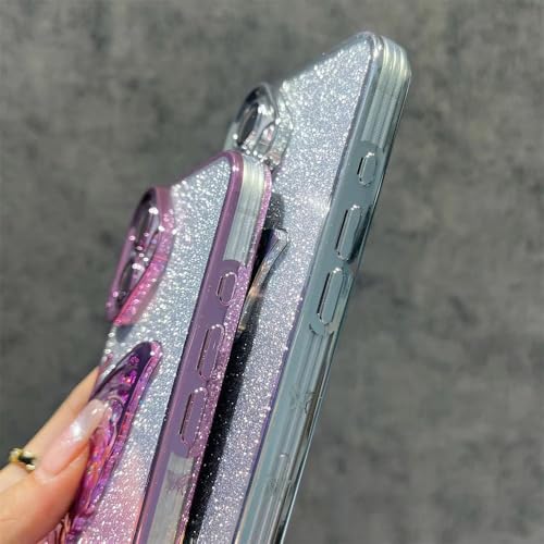 Image of mobistyle Designed for iPhone 16 Plus Cover with Glitter Cute Butterfly Electroplate Plating Design Back Cover Case for Women Teen Girls [ Silicone ||Pink