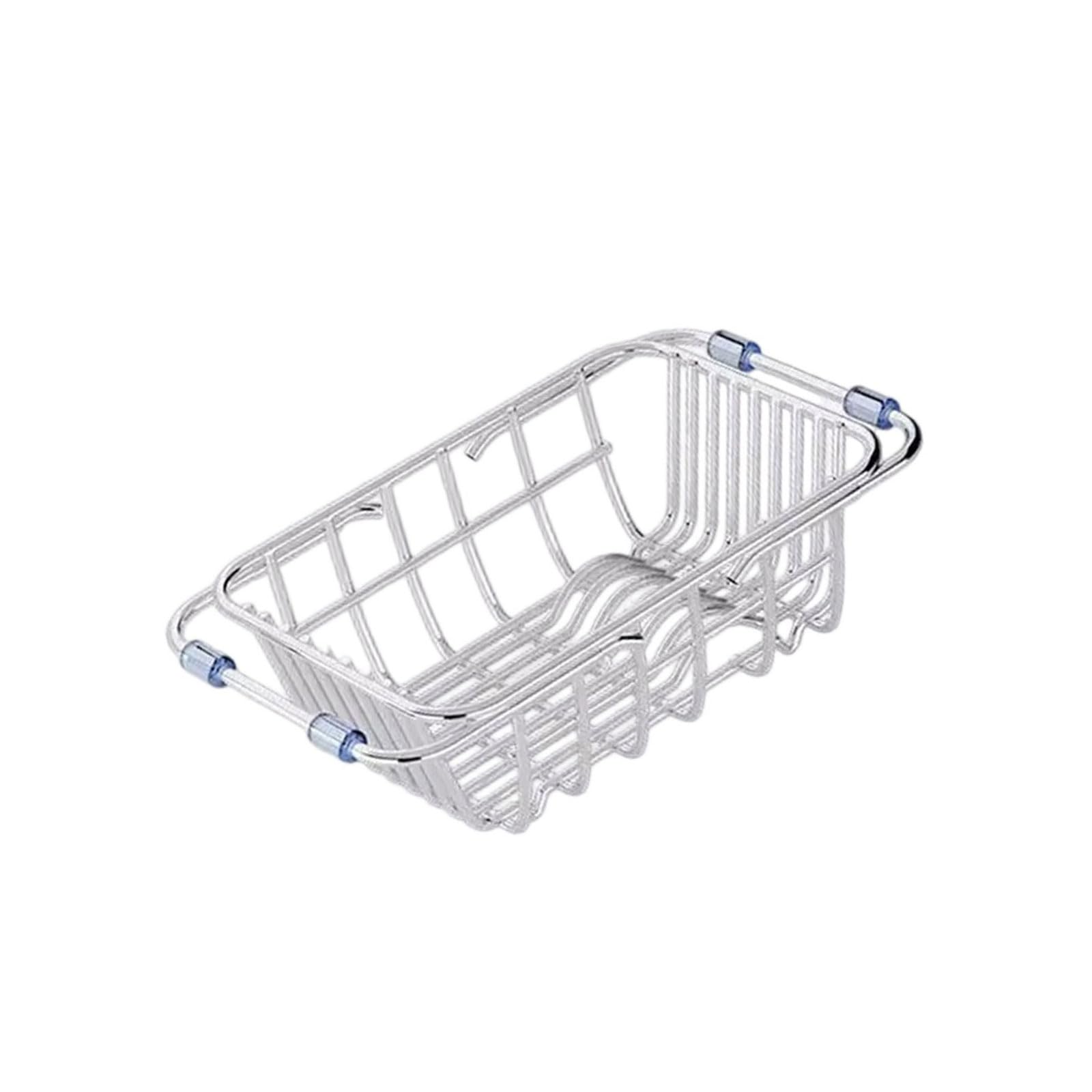 Shurhome 304 Rustless Extendable Kitchen Sink Draining Basket Modifiable Size Permanent for Dishwashing Vegetables Kitchen Sink Collapsing Drying Rack