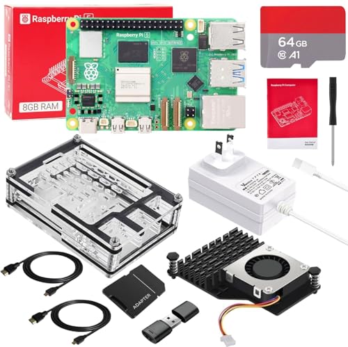 Vesonn Raspberry Pi 5 Starter Kit ZKς Raspberry Pi5 8GB{[h/64GBJ[h/27W PDdA_v^[/ANeBuN[[/AN9wP[X/Micro HD OutP[uC(Yx[p
