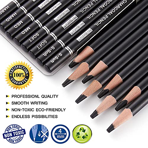 PANDAFLY-Professional-Charcoal-Pencils-Drawing-Set-8-Pieces-Super-Soft-Soft-Medium-and-Hard-Charcoal-Pencils-for-Drawing-Sketching-Shading-Artist-Pencils-for-Beginners-Artists