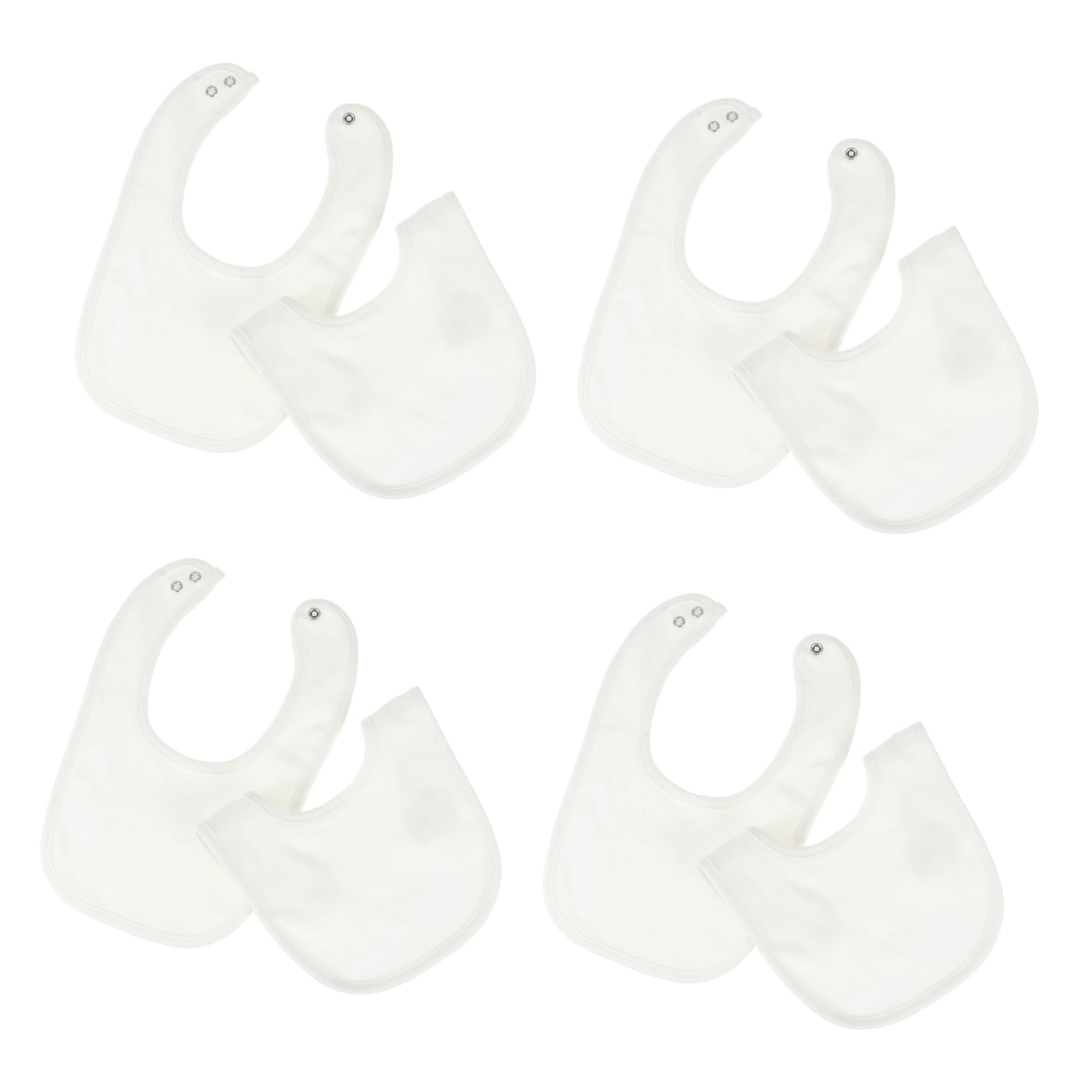 TOYANDONA Baberos para Bebés de Doble Capa, 8 Piezas, Algodón Blanco