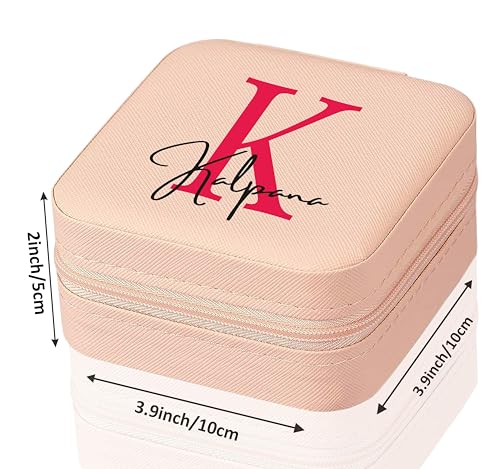 Image of P Arts Personalised Mini Jewellery Organizer for Women - Custom Name Rakhi Gift for Sister | Rakshabandhan Special Jewelry Storage Box, PU Leather Travel Case
