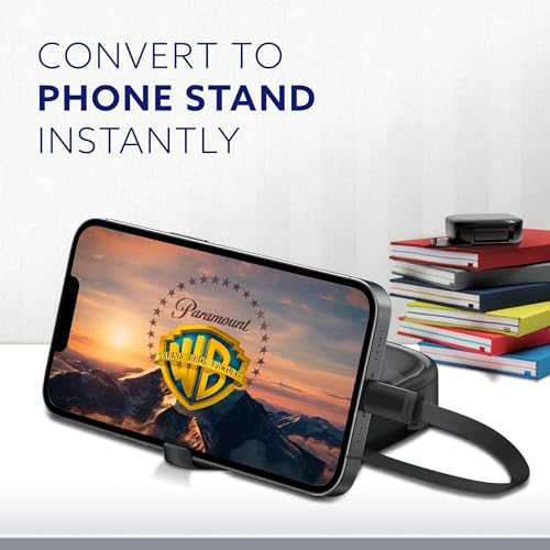 Image of AGARO Snapcase 6-in-1 Multifunctional 60W Fast Charging Case, Built-in Type-C, USB-A, Lightning & Micro-USB Cables, Phone Stand, Sim Storage, Sim Eject Pin, Travel-Friendly Charging Kit, (Black)