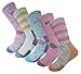 5Pack Women's Multi Performance Padded Hiking/Outdoor Crew Socks 5Pack Assortment Solid3P /Stripe2P Medium