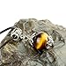 TIRIO Wishing Bead Necklace Golden Tiger Eye with Silver Pendant Grounding Stone Protection Yellow
