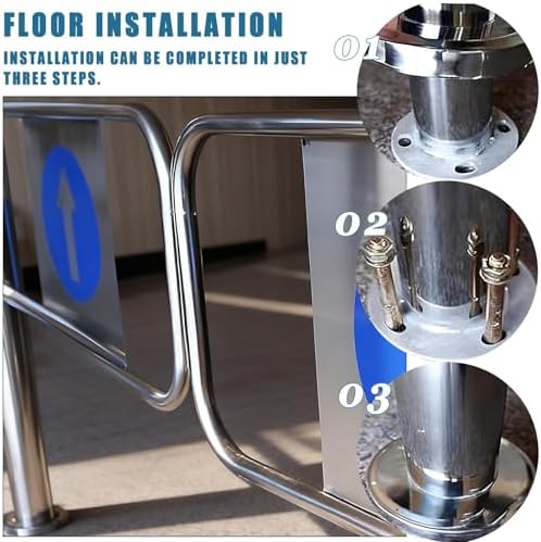 Stainless Steel Automatic Swing Gate for Supermarkets, Manual Pedestrian Access, Self-Closing 90° One-Way Entrance Door, Durable Industrial Fence (100cm/39.4in)