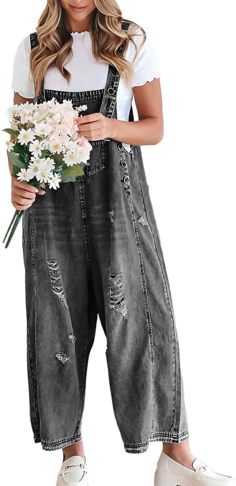 Dungarees Denim Women's Jeans Overalls Loose Vintage Style 90s Wide Leg Jumpsuit Summer Baggy Romper Jumpsuit Trousers