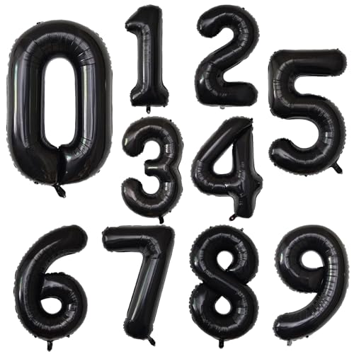 Image of Number Balloons Black Party Balloon - Giant Number 2 Balloon, 40 Inch Large Balloon for Birthday Decorations, Black Party Supplies for Men Women