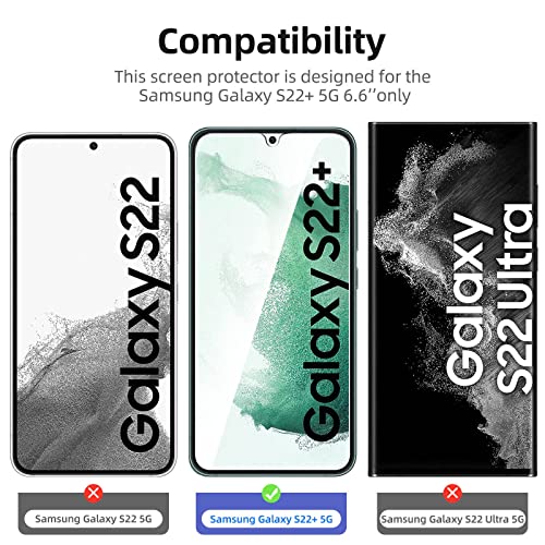 Image of NEW'C 3 Pack Designed for Samsung Galaxy S22+ / S22 Plus, Screen Protector Tempered Glass, Case Friendly Scratch Resistant,Bubble-Free, Ultra Resistant