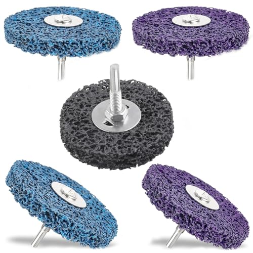 CSD Scheibe 100mm 5 Stück CBS Schleifscheibe Grobreinigungsscheibe CBS Reinigungsscheibe Schleifscheiben für Winkelschleifer (2 blau 2 lila 1 schwarz)