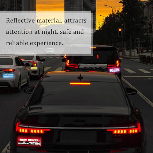 Image of 4PCS Student Driver Sticker Magnet for Car,Removable Student Driver Magnet with Reflective Design for Night Visibility,Strong Magnetic New Drivers Magnets for Car Accessories