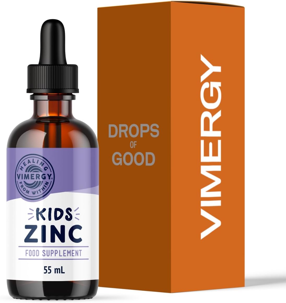 Vimergy Kids Zinc Liquid Supplement – Fast Absorbing Kids zinc Drops–Supports Healthy Brain Development, Physical Growth & Cell Function - No Sugar or Colors – Vegan, Gluten-Free & Paleo (55 ml)