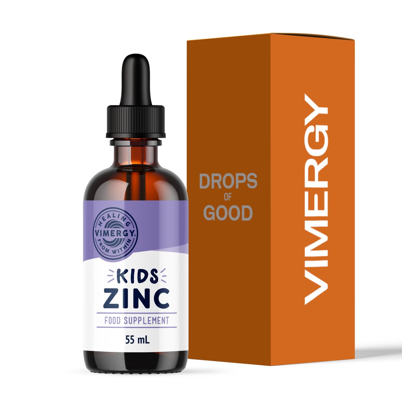 Vimergy Kids Zinc Liquid Supplement – Fast Absorbing Kids zinc Drops–Supports Healthy Brain Development, Physical Growth & Cell Function - No Sugar or Colors – Vegan, Gluten-Free & Paleo (55 ml)