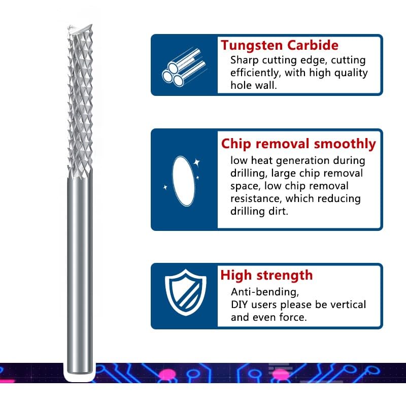 GISTEQ Milling Cutter 3.175/4/6/8/10/12mm Shank Corn End Mill CNC Router bit PCB Machine Milling Too(8x42x70L)