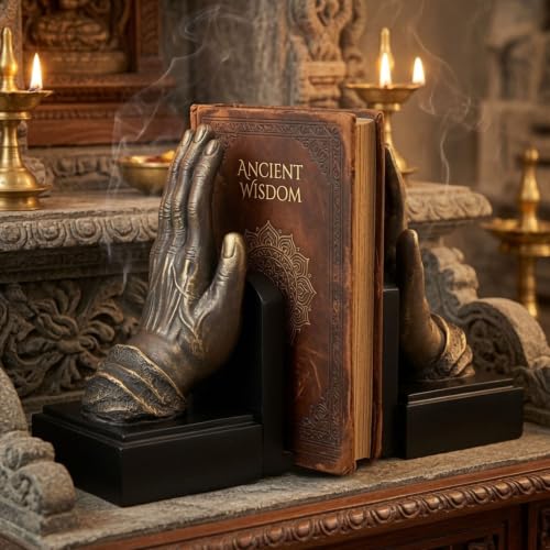 Bellaa Hands Bookends, Praying Decorative Book Ends for Shelves, 26393 by Bellaa - Used condition - Image 3