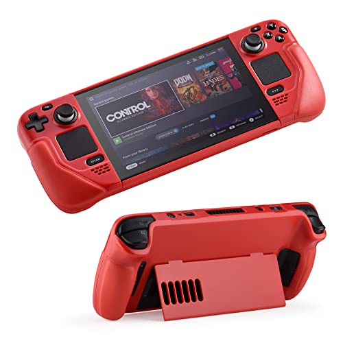 UYIYE Funda protectora para Steam Deck - Funda con función atril - Accesorios fiables para Steam Deck en color rojo